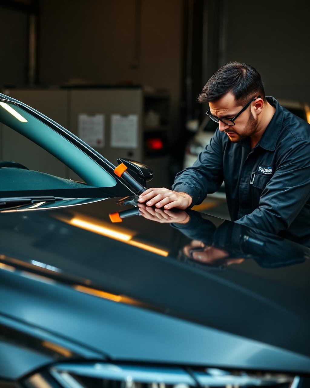Mobile detailer polishing a vehicle